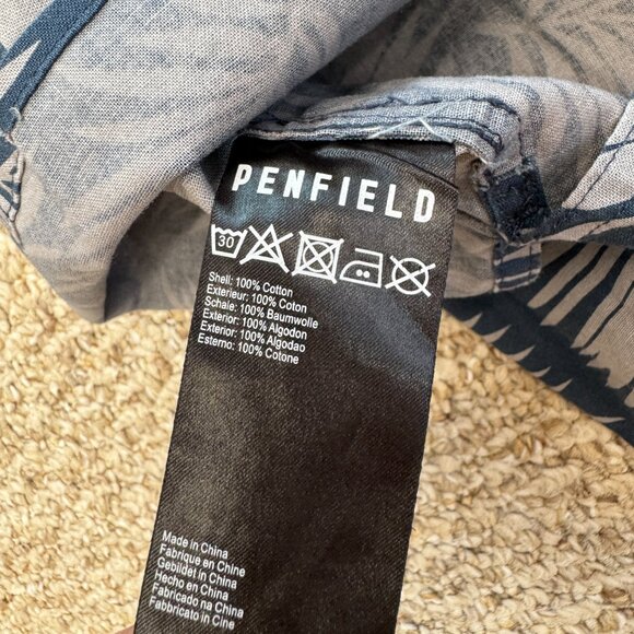 Penfield Navy / Gray Hawaiian Style Short‎ Sleeve Button Down Large - Picture 7 of 7
